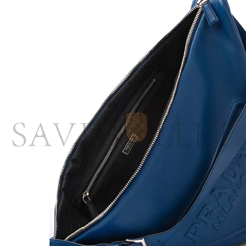 PRADA LEATHER TRIANGLE SHOULDER BAG LARGE BLUETTE 2VY007 (60*30cm) 